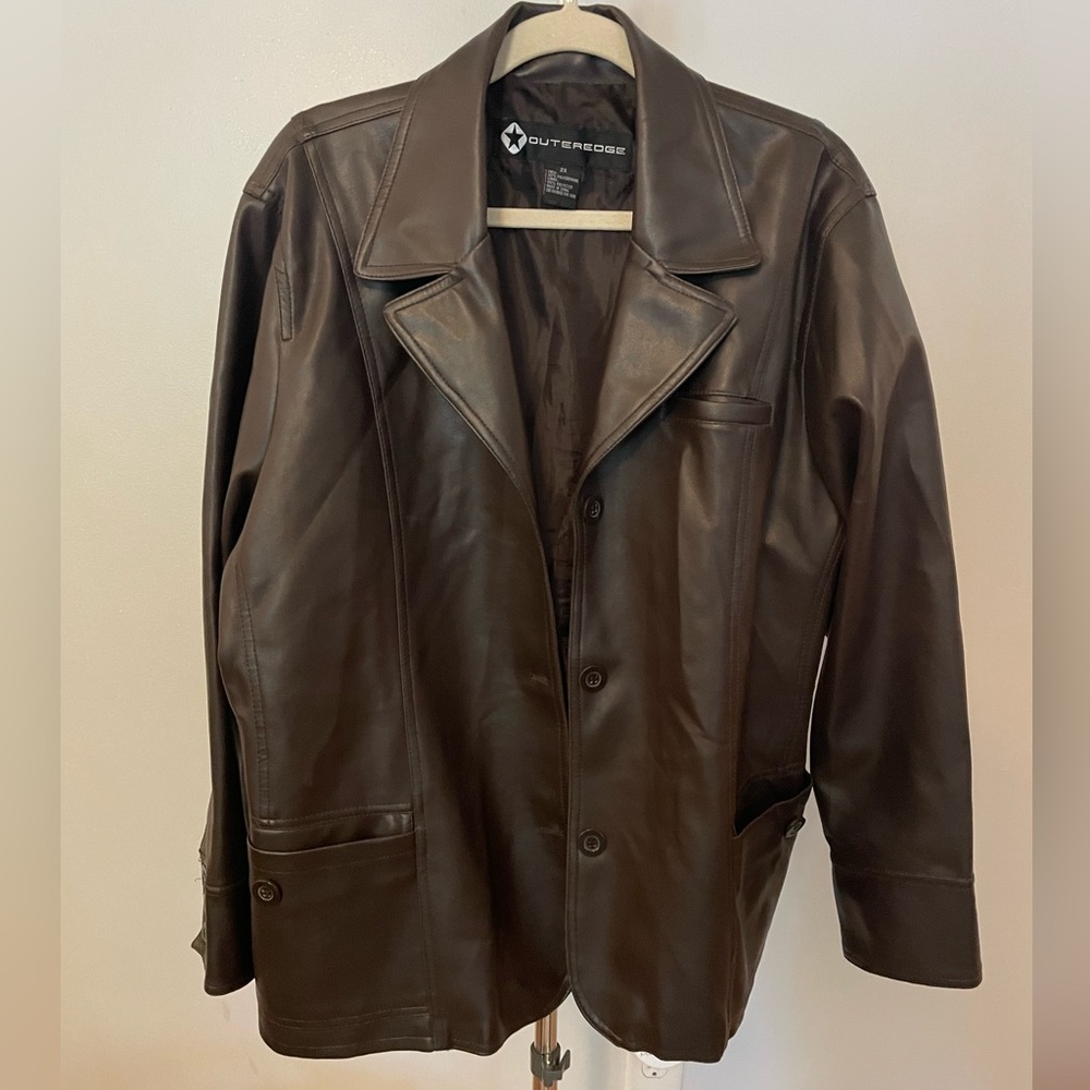 Outer edge brown leather jacket